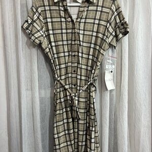 Plaid Button-Up Dress